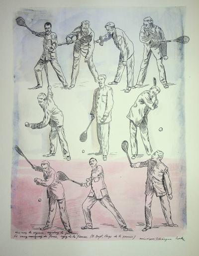 Milivoj UZELAC - Le Badminton, 1932 - Lithographie originale signée 2