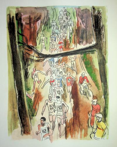 Milivoj UZELAC - Course : Marathon de Paris - Lithographie originale signée 2