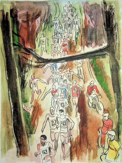Milivoj UZELAC - Course : Marathon de Paris - Lithographie originale signée 2