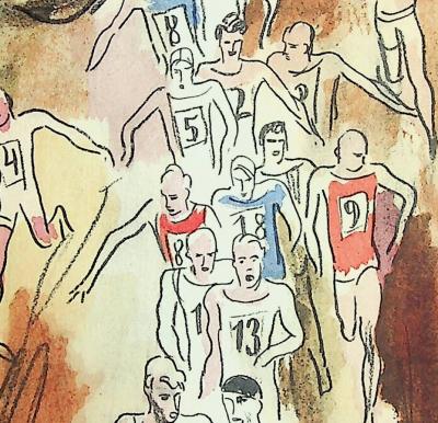Milivoj UZELAC - Course : Marathon de Paris - Lithographie originale signée 2