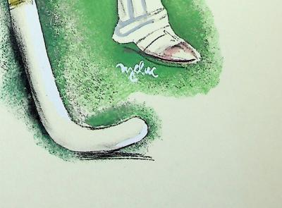 Milivoj UZELAC - Le Hockey  - Lithographie originale signée 2