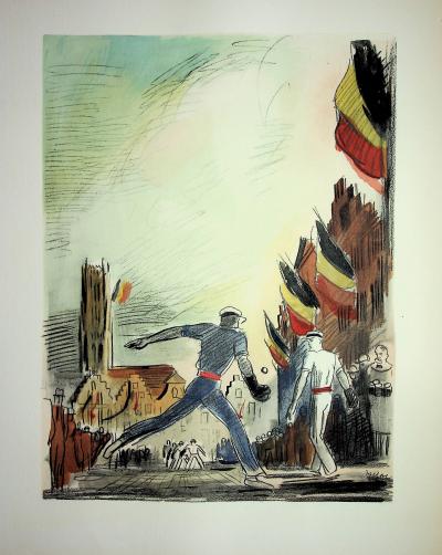 Milivoj UZELAC - La Pelote Basque - Lithographie originale signée 2