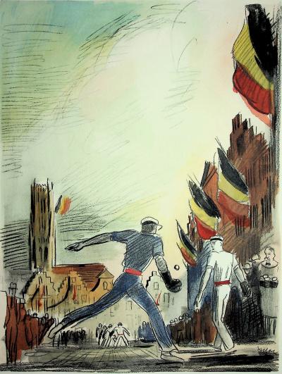 Milivoj UZELAC - La Pelote Basque - Lithographie originale signée 2