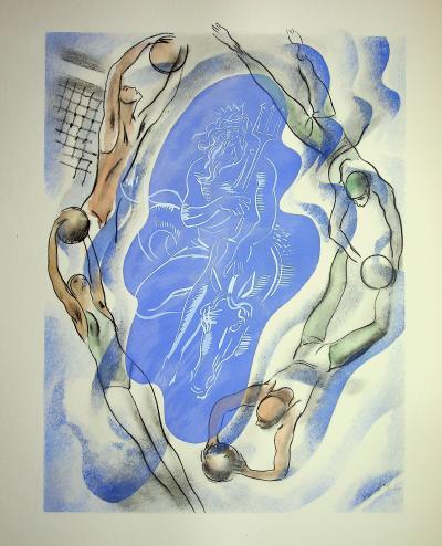 Milivoj UZELAC - Le Water-Polo  - Lithographie originale signée 2