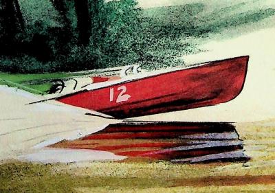 Milivoj Uzelac - Bateau : le Hors Bord - Lithographie originale signée 2