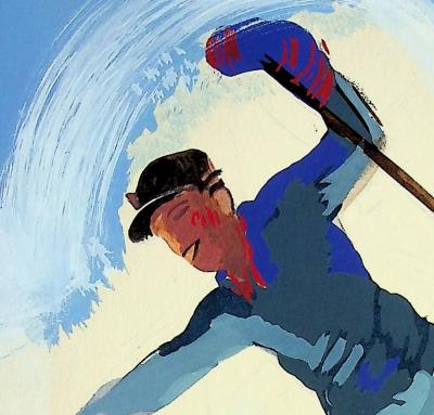 Milivoj UZELAC - Alpes : le Ski - Lithographie originale signée 2