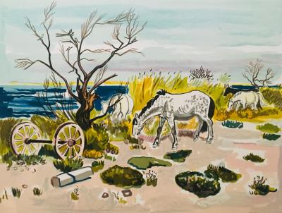 Yves BRAYER - Chevaux au bord de l’étang, 1973 - Lithographie signée au crayon 2