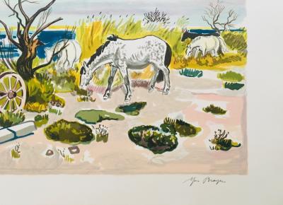Yves BRAYER - Chevaux au bord de l’étang, 1973 - Lithographie signée au crayon 2