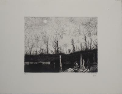 Philippe Mohlitz - La noyée du canal, 1972 - Gravure et eau-forte originale signée 2