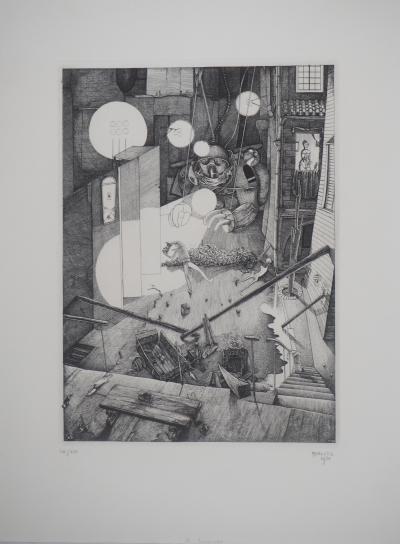 Philippe Mohlitz - La Barricade, 1971 - Gravure et eau-forte originale signée 2