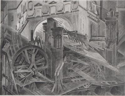 Jacques Muron - Chantier naval fantastique - Gravure originale signée 2