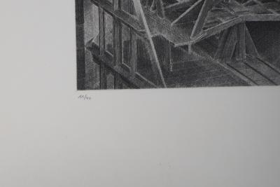Jacques Muron - Chantier naval fantastique - Gravure originale signée 2