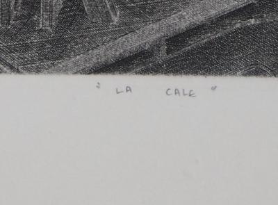 Jacques Muron - Chantier naval fantastique - Gravure originale signée 2