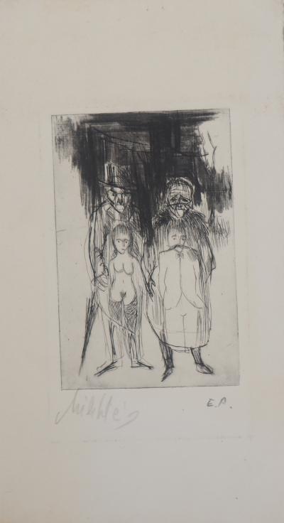 Zvi MILSHTEIN - La famille de saltimbanques - Gravure originale signée 2