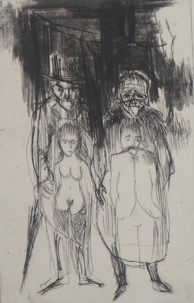 Zvi MILSHTEIN - La famille de saltimbanques - Gravure originale signée 2