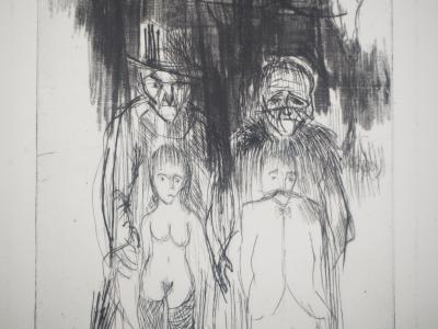 Zvi MILSHTEIN - La famille de saltimbanques - Gravure originale signée 2