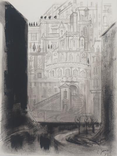 Louis James - L’entrée du Château, 1982 - Dessin original signé 2