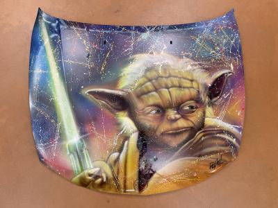 Paskal KERSIAK - Maître Yoda - Peinture sur capot de voiture 2