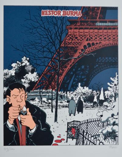 Jacques Tardi - Nestor Burma, La tour Eiffel - 1990 - Sérigraphie signée au crayon 2