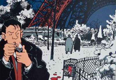 Jacques Tardi - Nestor Burma, La tour Eiffel - 1990 - Sérigraphie signée au crayon 2