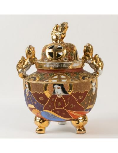 Japon - Satsuma-Yaki Japon Grand Brûle-Parfum en porcelaine 2