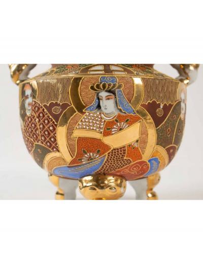Japon - Satsuma-Yaki Japon Grand Brûle-Parfum en porcelaine 2