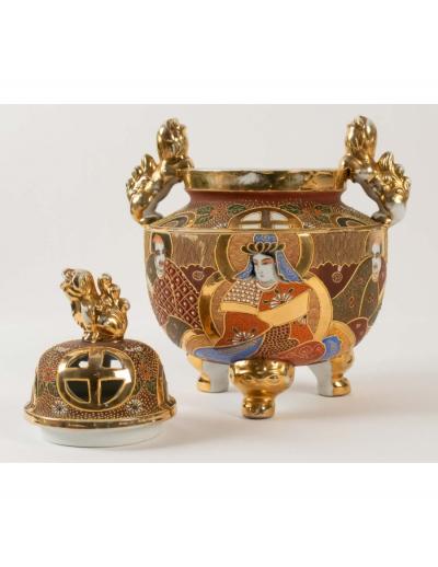 Japon - Satsuma-Yaki Japon Grand Brûle-Parfum en porcelaine 2