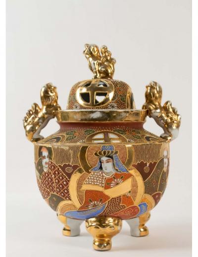 Japon - Satsuma-Yaki Japon Grand Brûle-Parfum en porcelaine 2