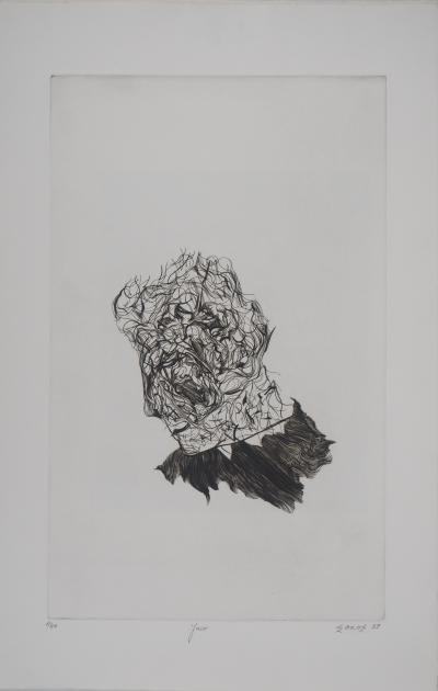 Nicolas-Simon Sochos -Portrait de musicien -  Gravure originale signée 2