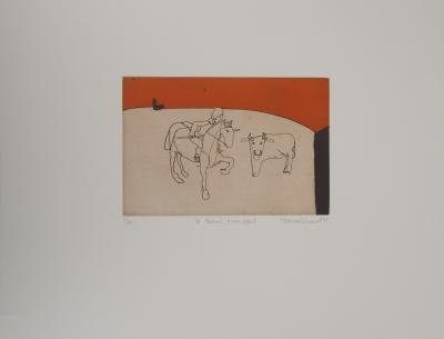 François Vincent - Corrida : Le travail d’un expert, 1995 - Gravure originale signée 2