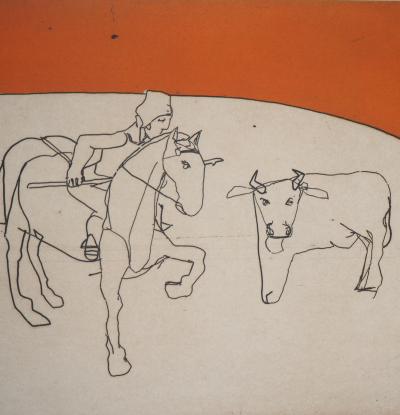 François Vincent - Corrida : Le travail d’un expert, 1995 - Gravure originale signée 2