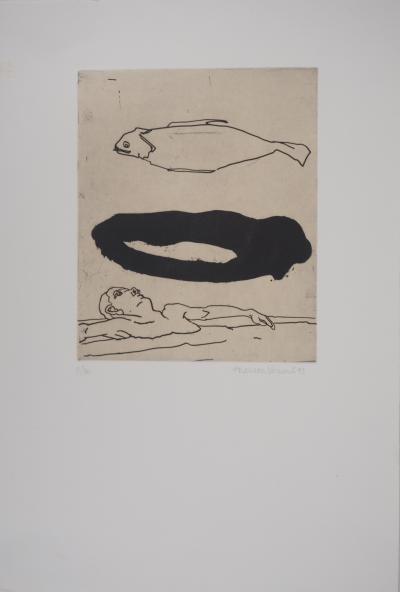 François Vincent - Bain de minuit, 1995- Gravure originale signée 2