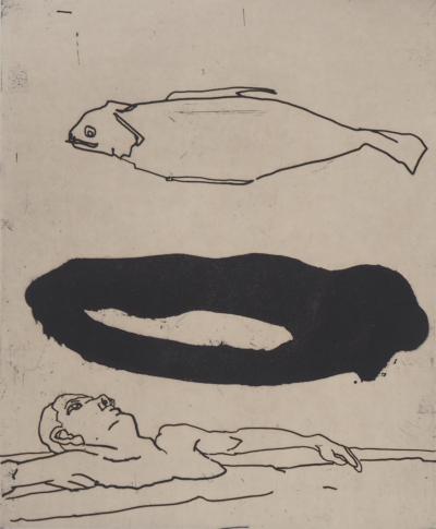 François Vincent - Bain de minuit, 1995- Gravure originale signée 2