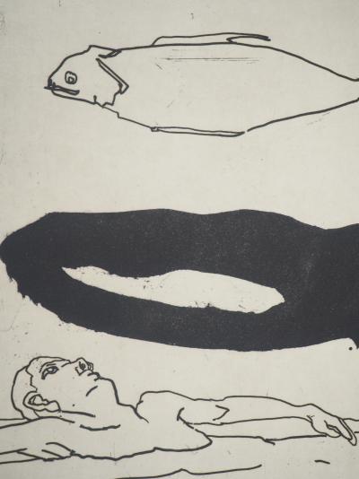 François Vincent - Bain de minuit, 1995- Gravure originale signée 2