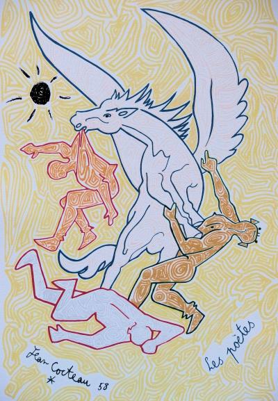 Jean COCTEAU - Les Poètes - Lithographie signée dans la planche 2