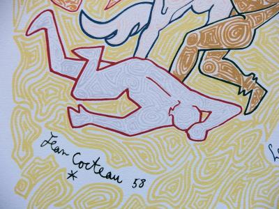 Jean COCTEAU - Les Poètes - Lithographie signée dans la planche 2