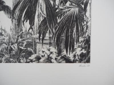 François HOUTIN - Palmiers de Chine, 1989 - Gravure originale signée 2