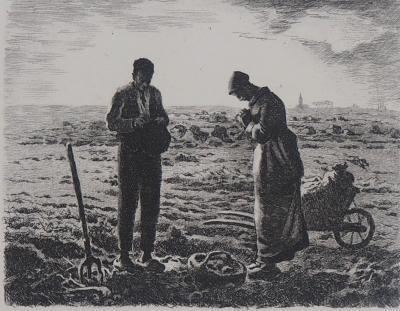Jean-François Millet (d'après) - L'Angelus - Gravure, signée 2
