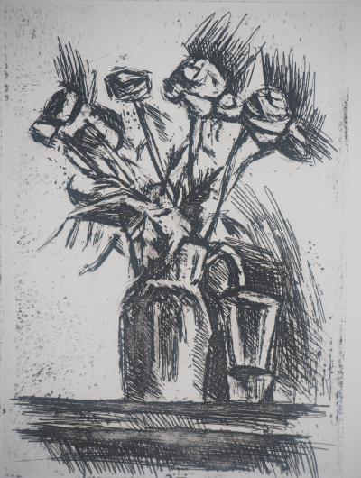 Auguste Berthault - Bouquet de roses - Gravure originale 2
