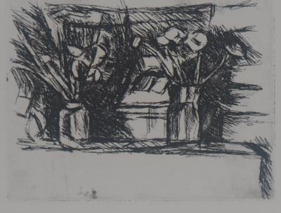 Vincent Gagliardi - Deux vases sur la table - Gravure original 2