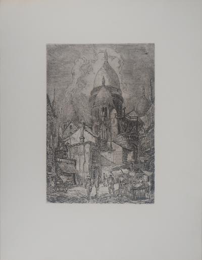 Leopold Flameng - Paris : Quartier Montmartre -  Gravure originale 2