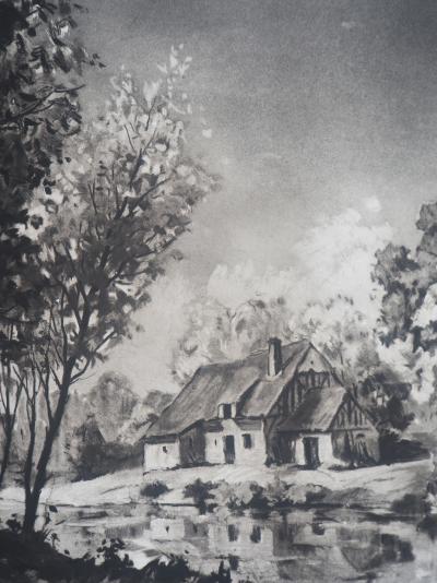 Eugène Delâtre - Ferme près de la rivière - Gravure originale 2