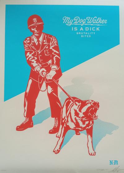 Shepard FAIREY (Obey) - Sadistic Dog Walker (Blue), 2021 - Sérigraphie signée et numérotée 2