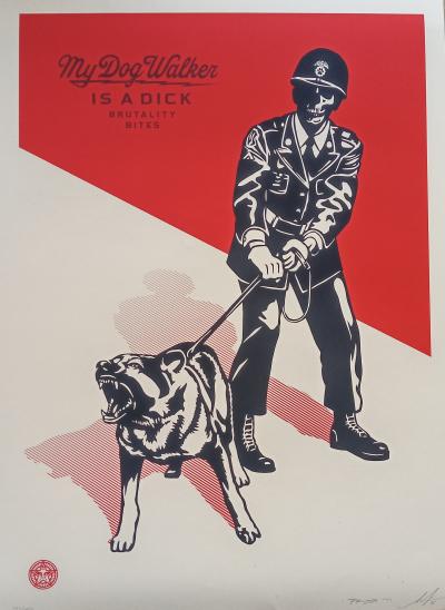 Shepard FAIREY (Obey) - Sadistic Dog Walker (Red), 2021 - Sérigraphie signée et numérotée 2