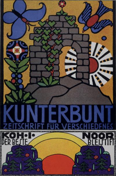 Urban JANKE & Gustav MARISCH - Kunterbunt, c. 1910 - Original lithographic poster  Secession (VERY SCARCE!) 2