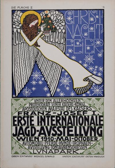 Wenzel OSWALD & Gustav MARISCH - Erste Internationale Jagd-Ausstellung, c. 1910 - Original small lithograph poster 2