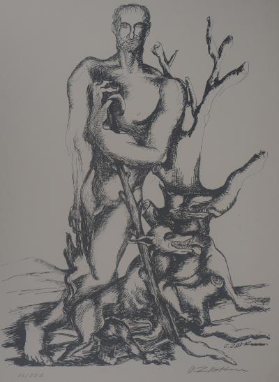 Ossip ZADKINE :  Mythologie Hercule triomphant face à Cerbère - Lithographie originale signée 2