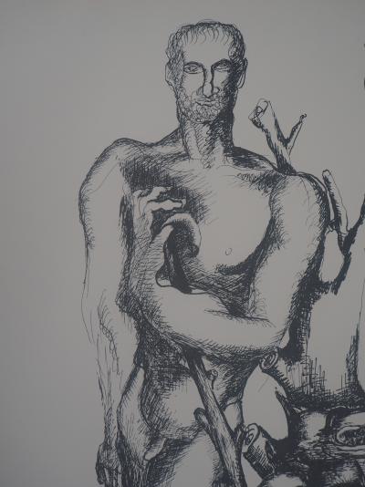 Ossip ZADKINE :  Mythologie Hercule triomphant face à Cerbère - Lithographie originale signée 2
