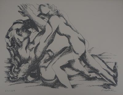 Ossip ZADKINE :Mythologie Hercule et la ceinture d'Hippolyte - Lithographie originale signée 2