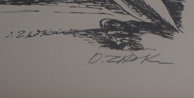 Ossip ZADKINE :Mythologie Hercule et la ceinture d'Hippolyte - Lithographie originale signée 2